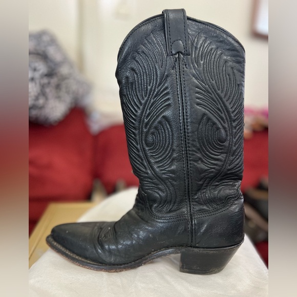 Black Leather Cowboy Boots - Picture 7 of 11